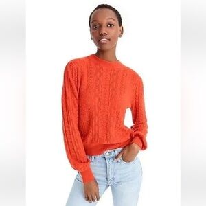 DEMYLEE X J. CREW Women's Red Orange Sweater Cable Knit Wool Academia Preppy XL